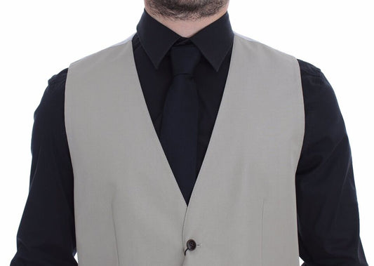 Beige Cotton Silk Blend Dress Vest Blazer Dolce & Gabbana