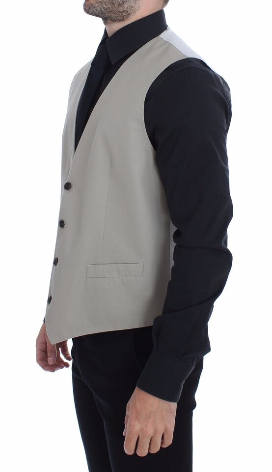 Beige Cotton Silk Blend Dress Vest Blazer Dolce & Gabbana