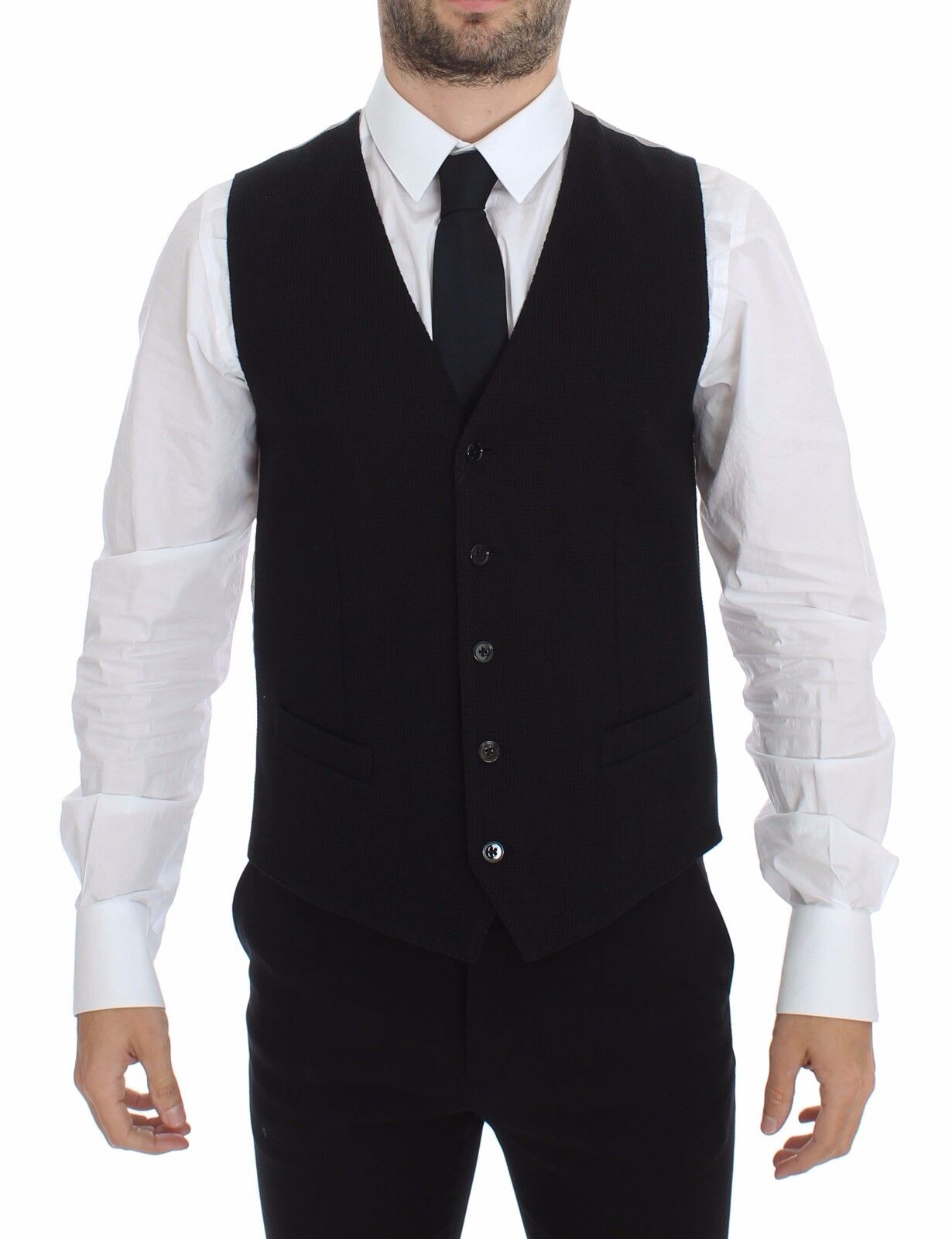 Black Cotton Dress Vest Blazer Jacket Dolce & Gabbana