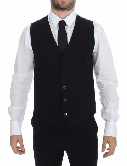 Black Cotton Dress Vest Blazer Jacket Dolce & Gabbana
