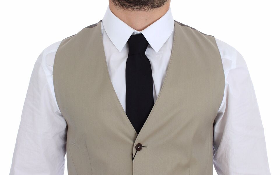 Beige Cotton Dress Vest Blazer Jacket Dolce & Gabbana