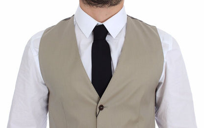 Beige Cotton Dress Vest Blazer Jacket Dolce & Gabbana