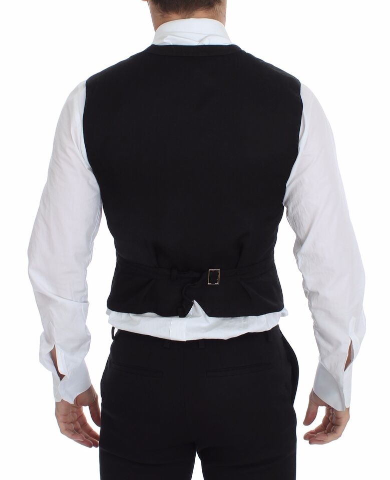 Black Flax Cotton Dress Vest Blazer Dolce & Gabbana