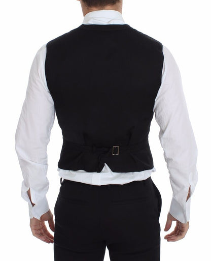 Black Flax Cotton Dress Vest Blazer Dolce & Gabbana