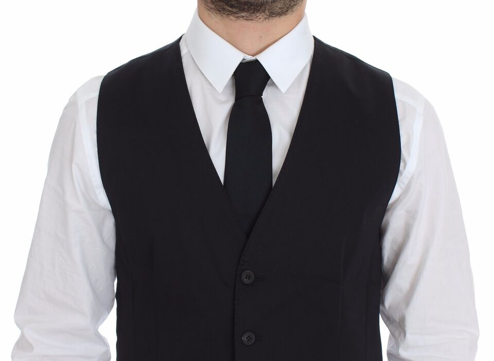 Blue Cotton Stretch Dress Vest Blazer Dolce & Gabbana