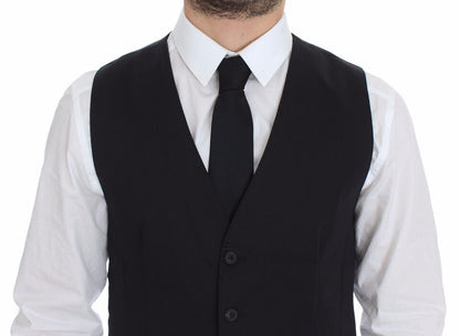 Blue Cotton Stretch Dress Vest Blazer Dolce & Gabbana