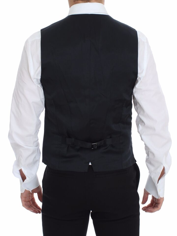 Blue Cotton Stretch Dress Vest Blazer Dolce & Gabbana