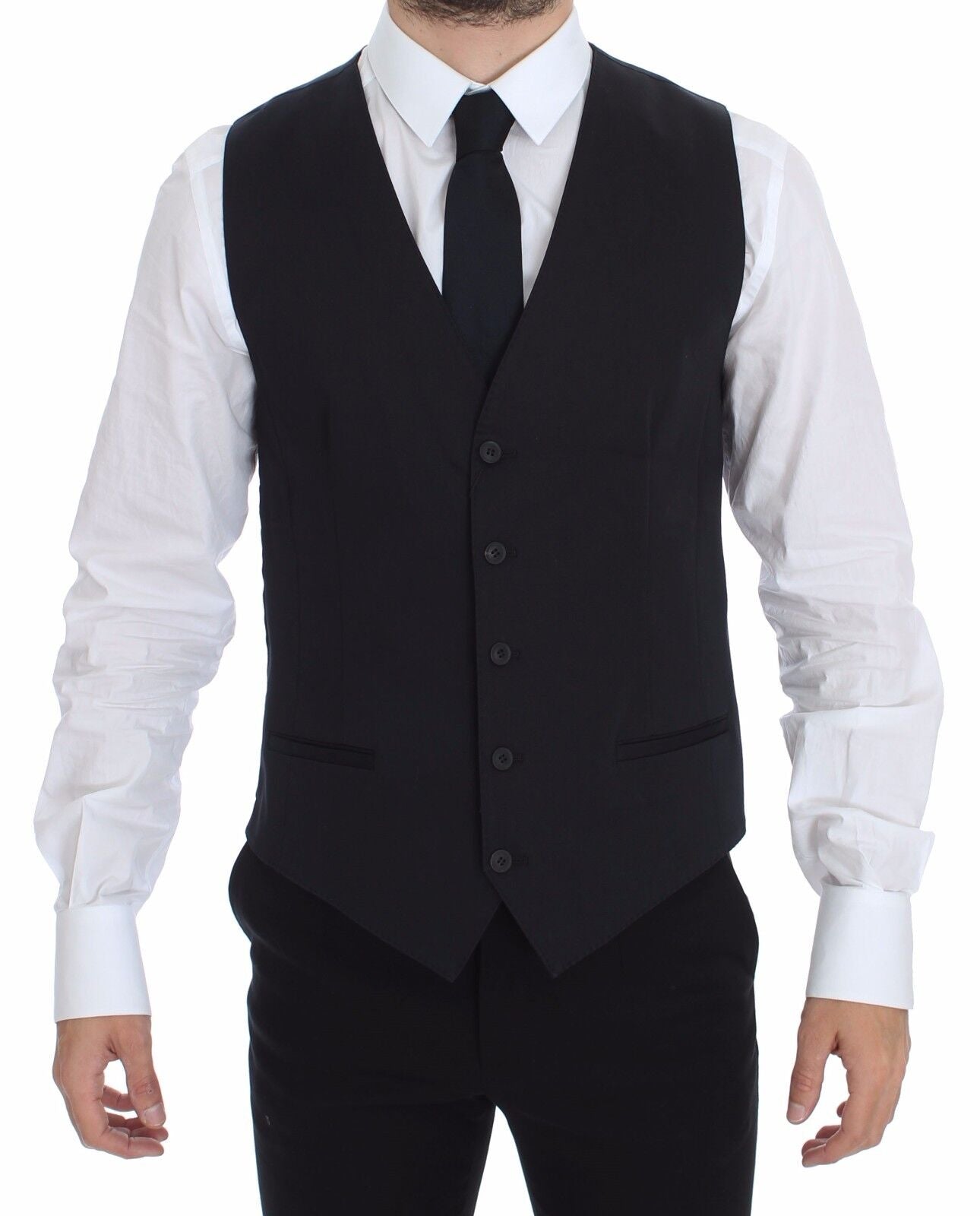 Blue Cotton Stretch Dress Vest Blazer Dolce & Gabbana