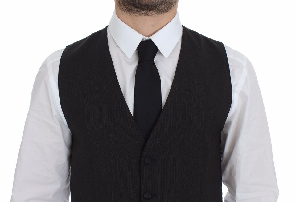 Gray Wool Stretch Dress Vest Blazer Dolce & Gabbana