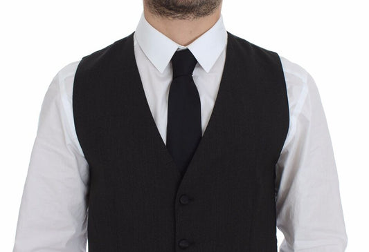 Gray Wool Stretch Dress Vest Blazer Dolce & Gabbana