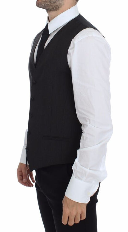 Gray Wool Stretch Dress Vest Blazer Dolce & Gabbana