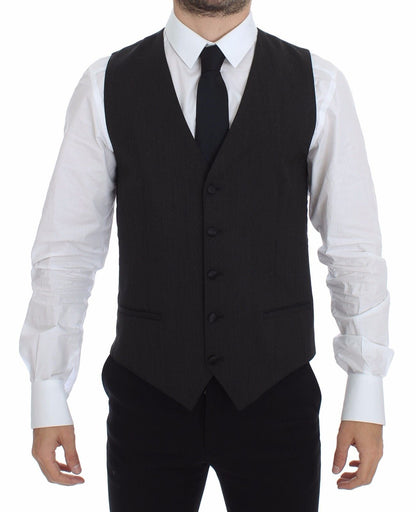 Gray Wool Stretch Dress Vest Blazer Dolce & Gabbana