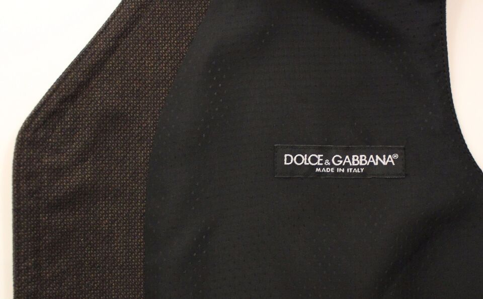 Brown Cotton Blend Dress Vest Gilet Dolce & Gabbana