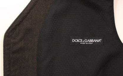 Brown Cotton Blend Dress Vest Gilet Dolce & Gabbana