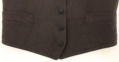 Brown Cotton Blend Dress Vest Gilet Dolce & Gabbana