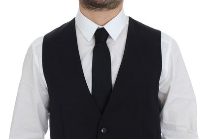 Blue Cotton Stretch Dress Vest Blazer Dolce & Gabbana