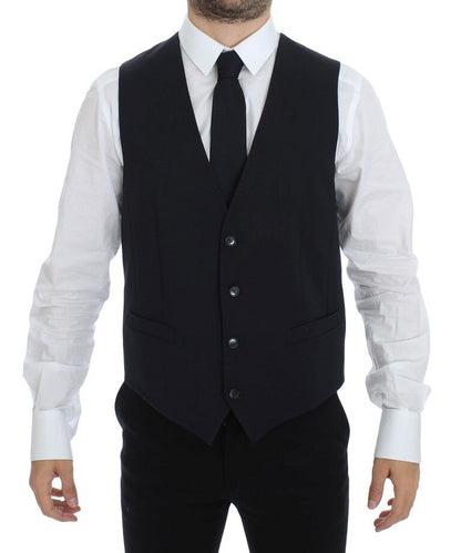 Blue Cotton Stretch Dress Vest Blazer Dolce & Gabbana