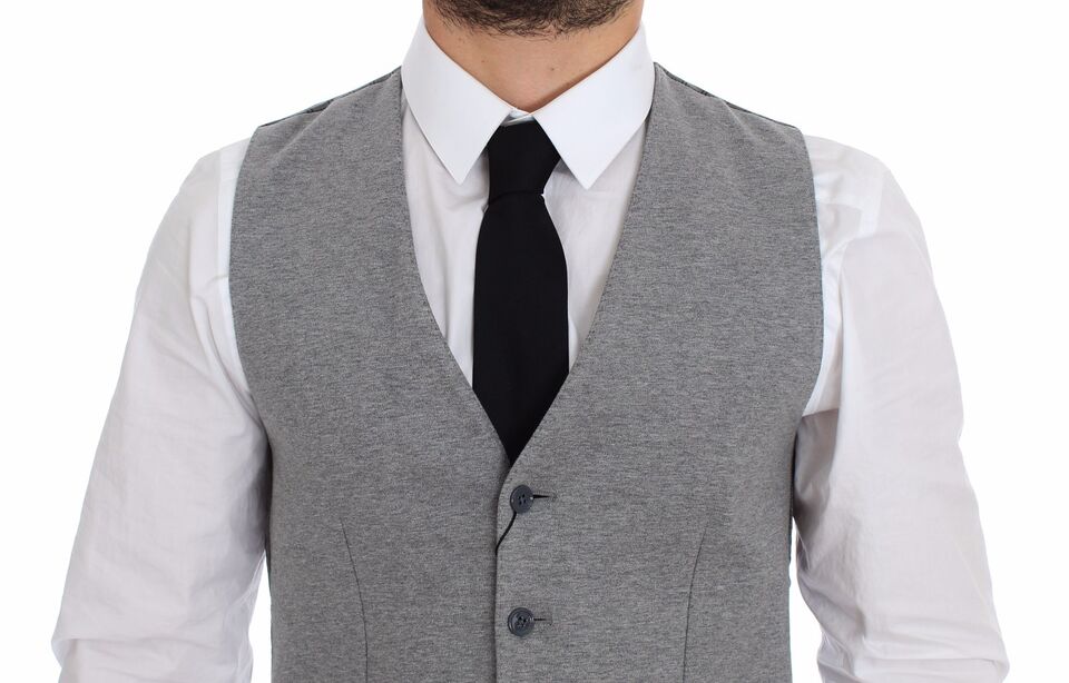 Gray Cotton Stretch Dress Vest Blazer Dolce & Gabbana