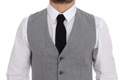 Gray Cotton Stretch Dress Vest Blazer Dolce & Gabbana