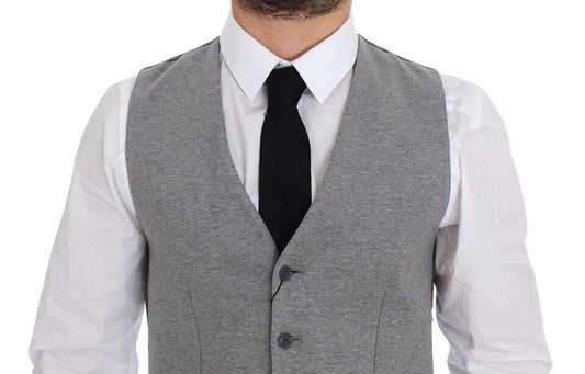 Gray Cotton Stretch Dress Vest Blazer Dolce & Gabbana