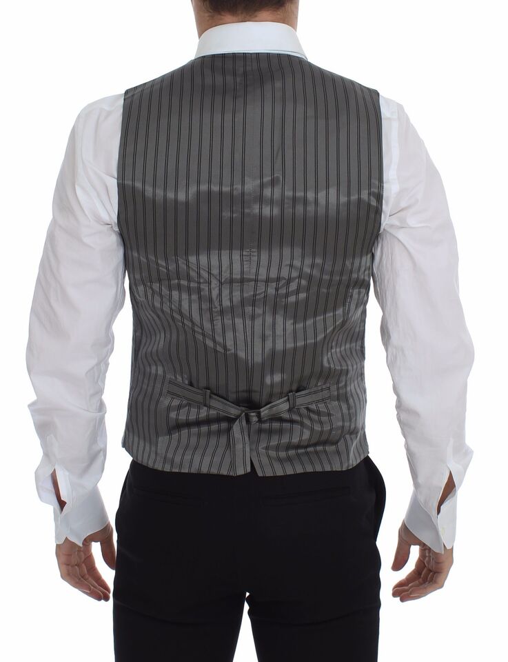 Gray Cotton Stretch Dress Vest Blazer Dolce & Gabbana