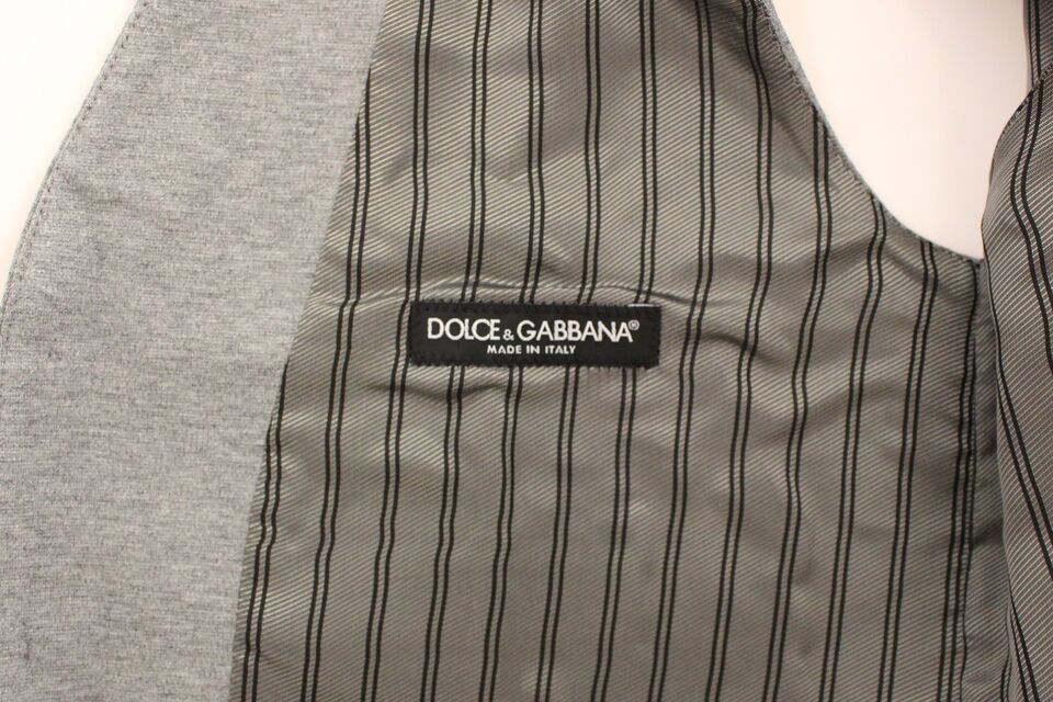 Gray Cotton Stretch Dress Vest Blazer Dolce & Gabbana