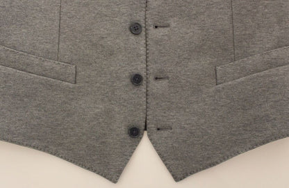 Gray Cotton Stretch Dress Vest Blazer Dolce & Gabbana