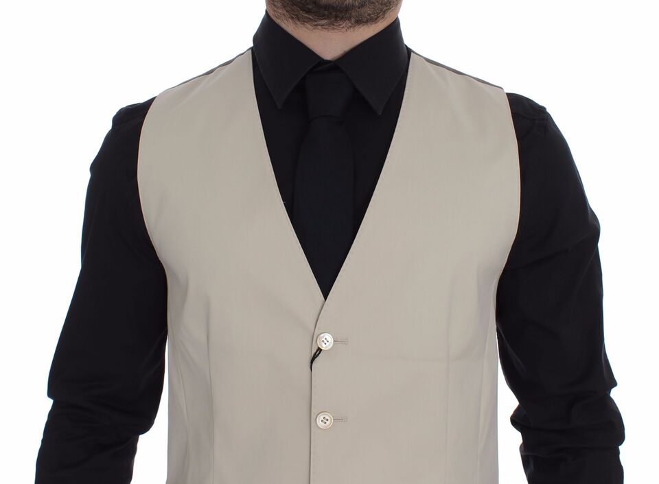 Beige Cotton Stretch Dress Vest Blazer Dolce & Gabbana
