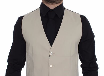 Beige Cotton Stretch Dress Vest Blazer Dolce & Gabbana