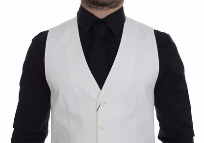 White Cotton Silk Blend Dress Vest Blazer Dolce & Gabbana