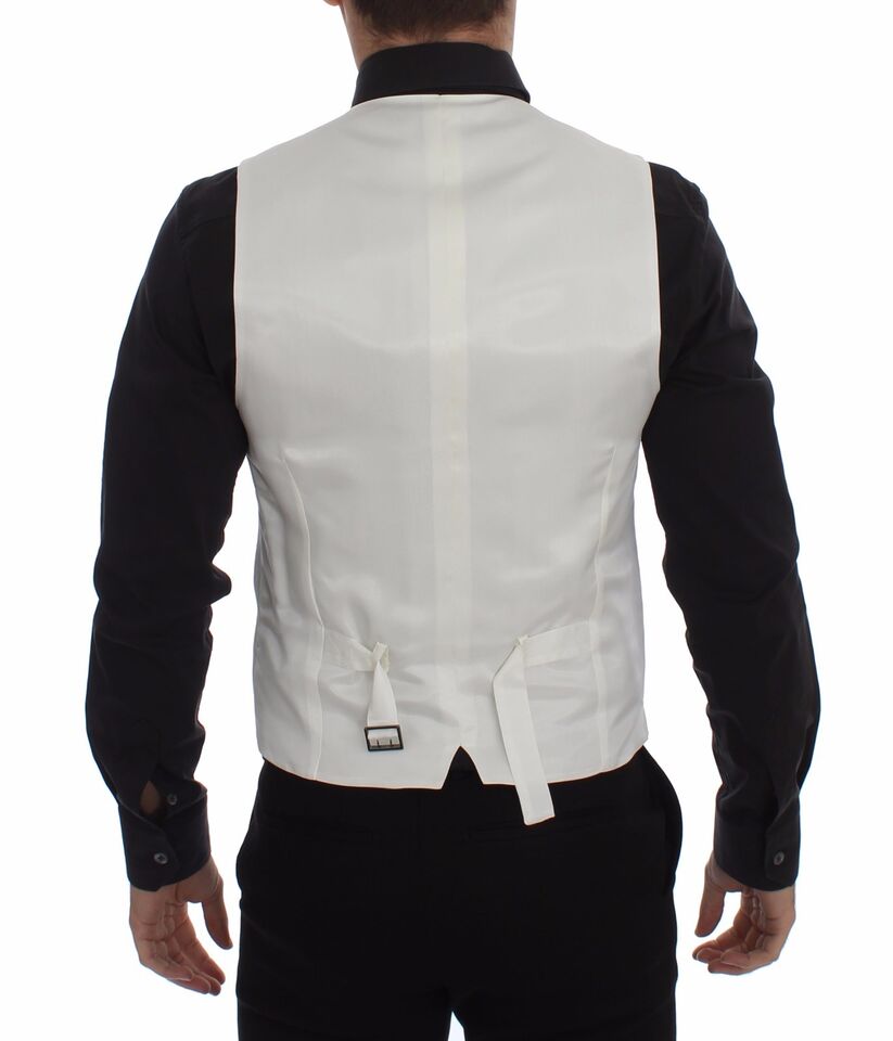 White Cotton Silk Blend Dress Vest Blazer Dolce & Gabbana