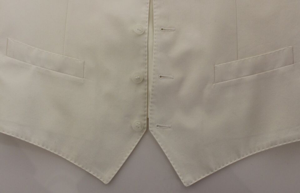 White Cotton Silk Blend Dress Vest Blazer Dolce & Gabbana
