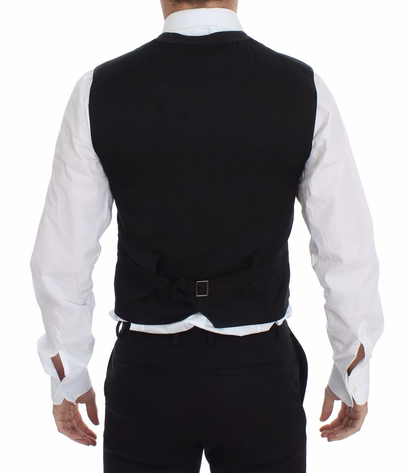 Black Cotton Viscose Dress Vest Blazer Dolce & Gabbana