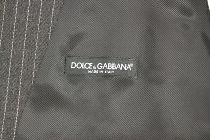 Gray Striped Wool Single Breasted Vest Dolce & Gabbana