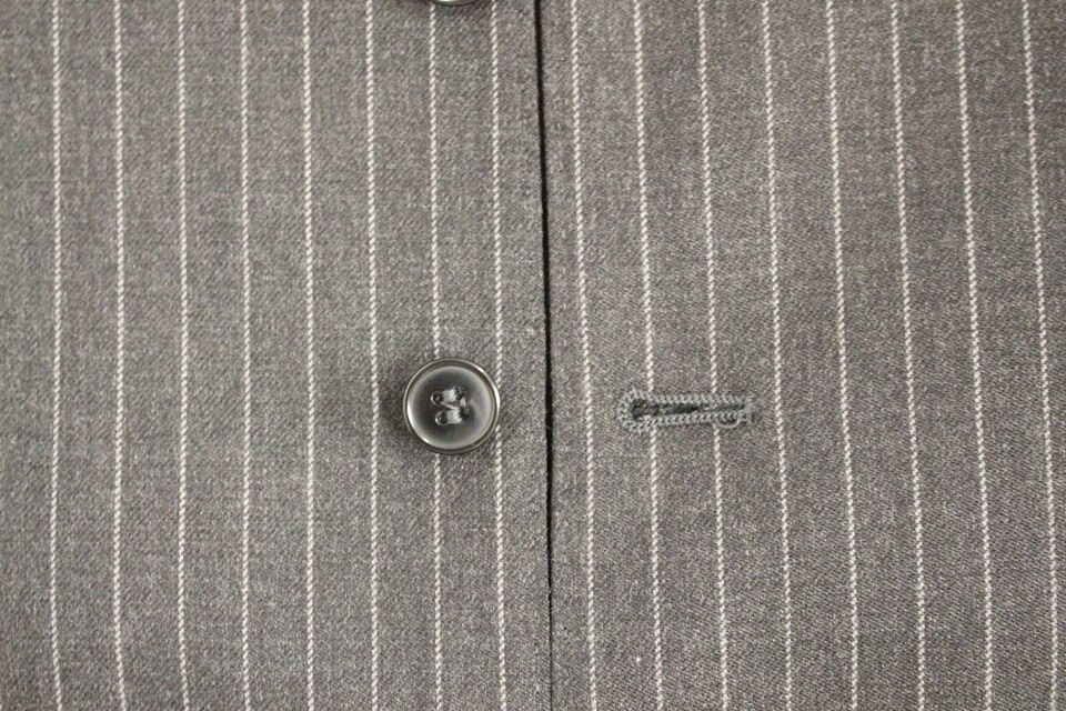 Gray Striped Wool Single Breasted Vest Dolce & Gabbana