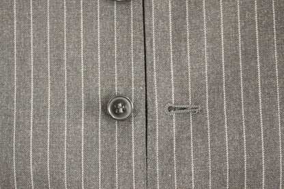 Gray Striped Wool Single Breasted Vest Dolce & Gabbana