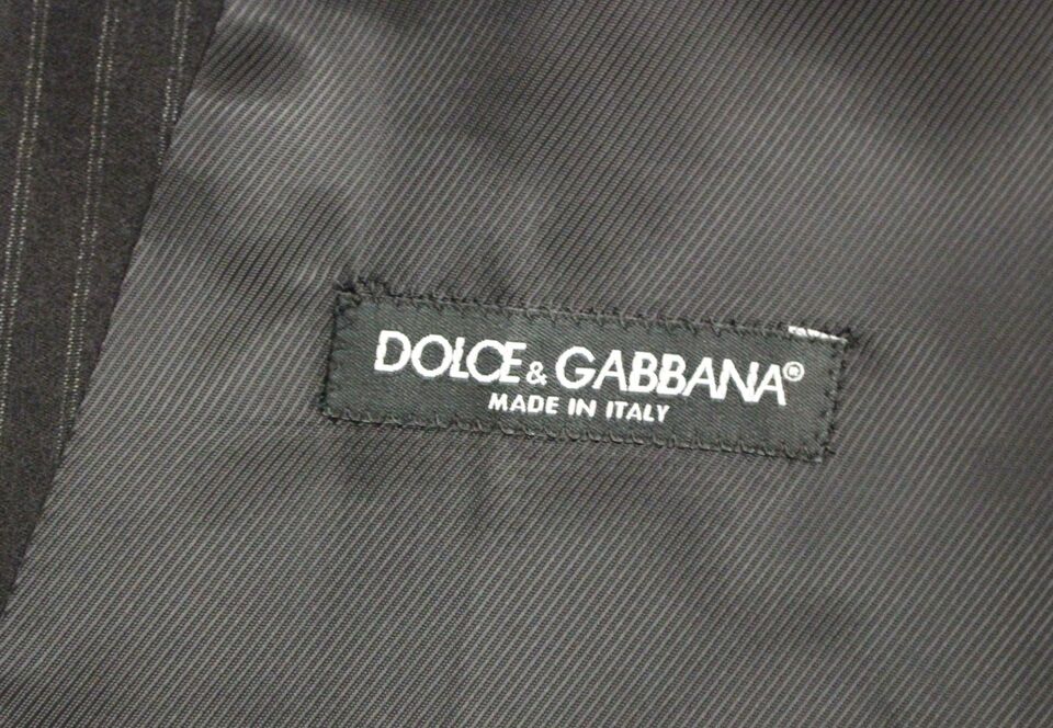 Black Striped Wool Single Breasted Vest Dolce & Gabbana