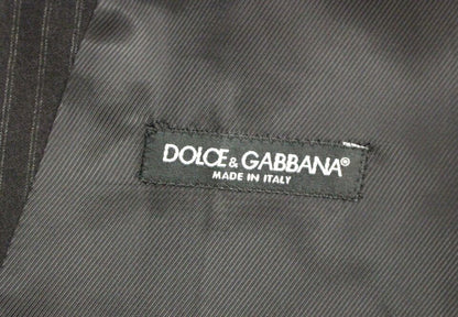 Black Striped Wool Single Breasted Vest Dolce & Gabbana