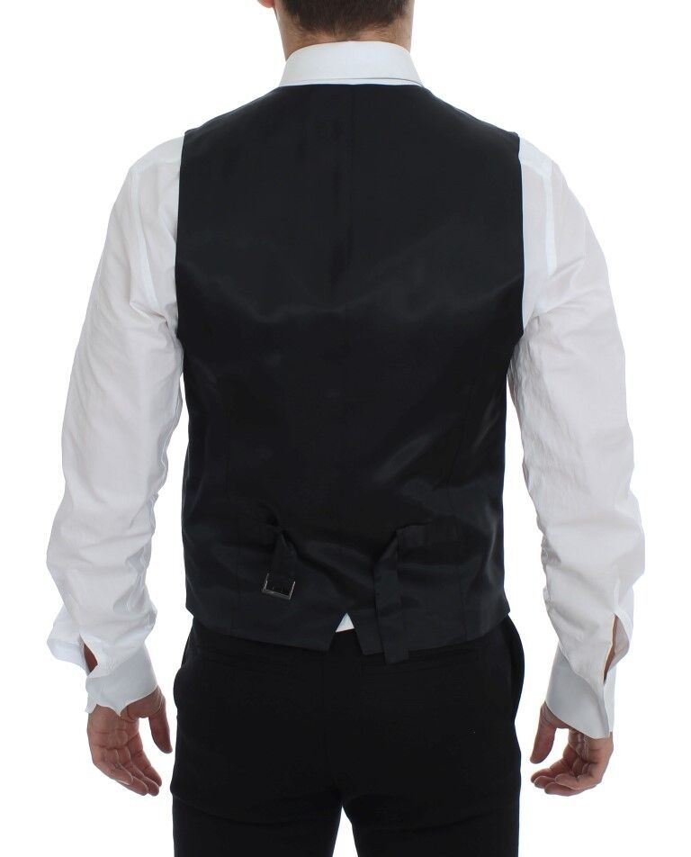 Black Striped Wool Single Breasted Vest Dolce & Gabbana