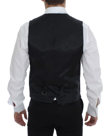 Black Striped Wool Single Breasted Vest Dolce & Gabbana
