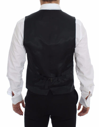 Gray Striped Wool Logo Vest Gilet Weste Dolce & Gabbana