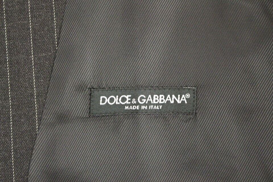 Gray Striped Wool Logo Vest Gilet Weste Dolce & Gabbana