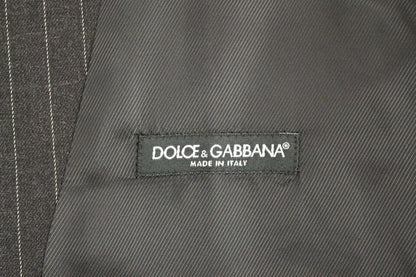 Gray Striped Wool Logo Vest Gilet Weste Dolce & Gabbana
