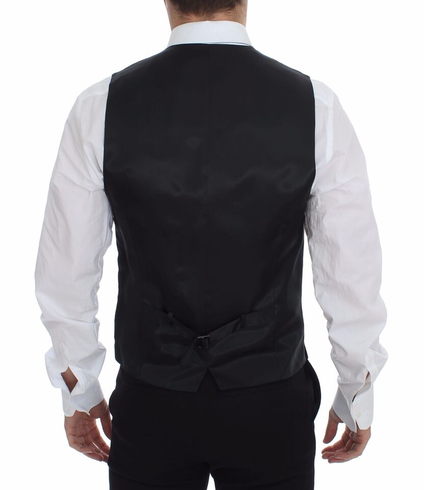 Gray Striped Wool Logo Vest Gilet Weste Dolce & Gabbana