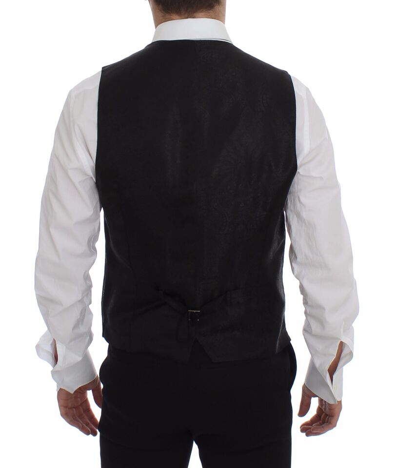 Black Striped Wool Logo Vest Gilet Weste Dolce & Gabbana