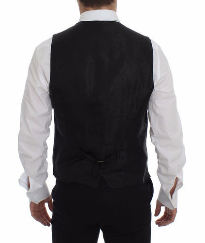 Black Striped Wool Logo Vest Gilet Weste Dolce & Gabbana