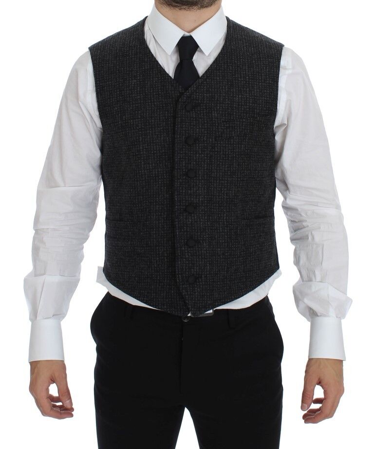 Gray Wool Blend Vest Gilet Weste Dolce & Gabbana