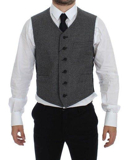 Gray Cotton Blend Logo Vest Gilet Weste Dolce & Gabbana