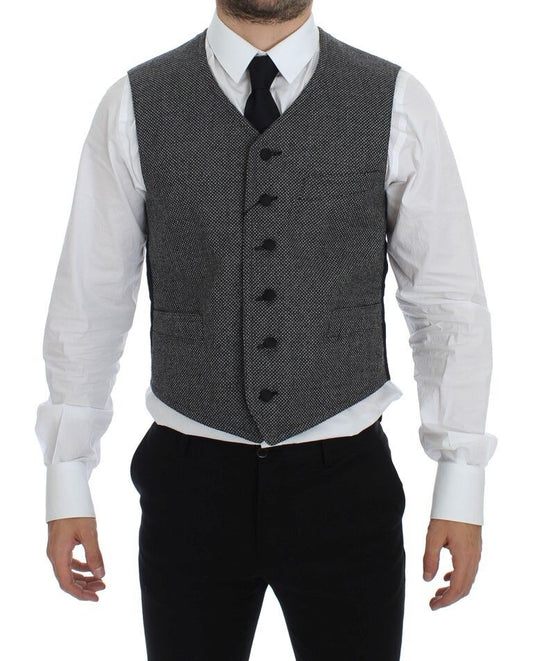 Gray Cotton Blend Logo Vest Gilet Weste Dolce & Gabbana