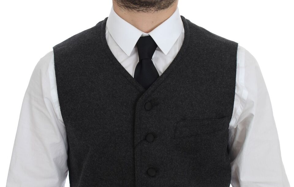 Gray Wool Blend Logo Vest Gilet Weste Dolce & Gabbana